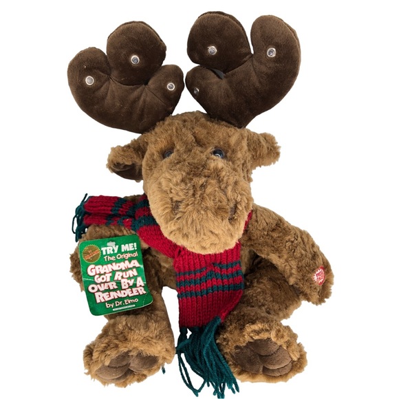 Vintage Dan-Dee Musical Christmas Moose Plays Grandma Got Run Over By A Reindeer - Picture 1 of 9